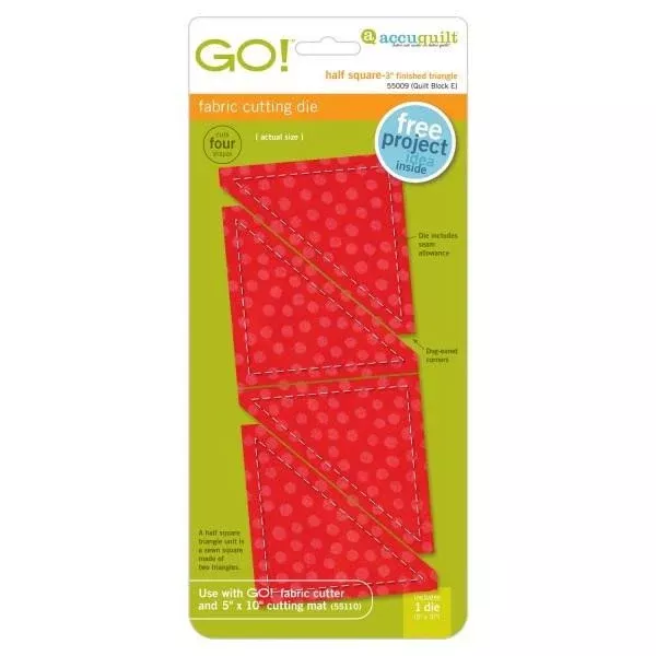 AccuQuilt Go! Fabric Cutting Die Half Square 3"