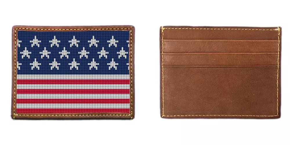 American Flag Needlepoint Card Wallet
