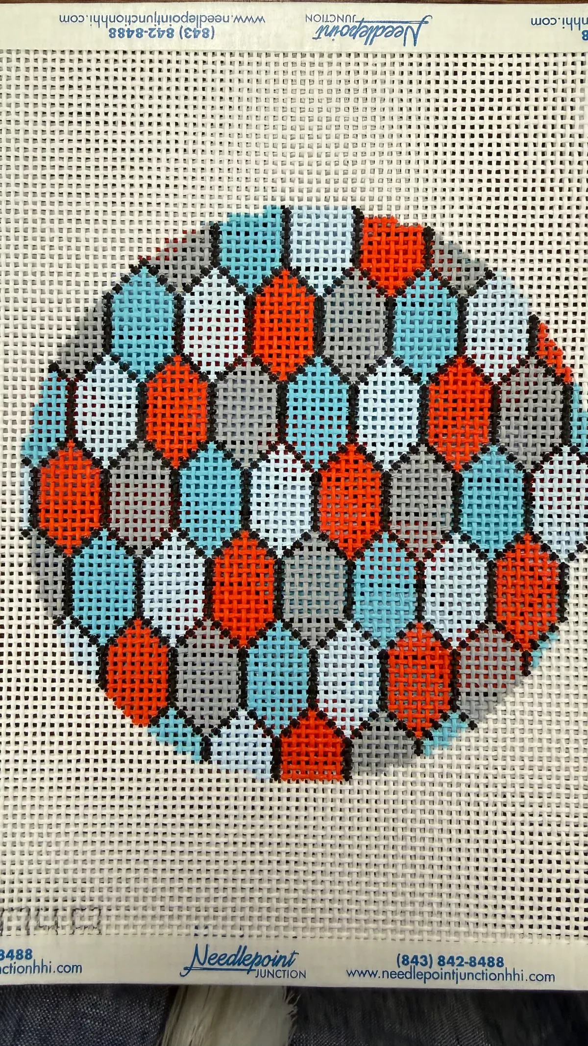 Art Deco Blue Gray and Red