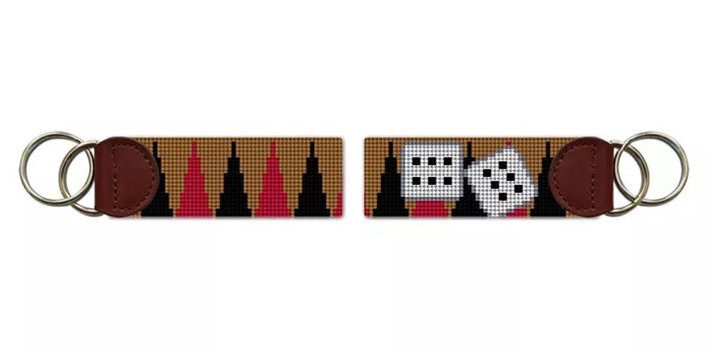 Backgammon Needlepoint Key Fob