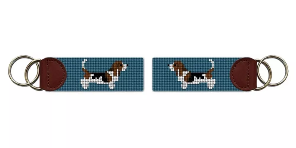 Basset Hound Needlepoint Key Fob