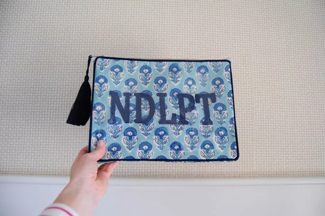 BETH LADD MEDIUM BLOCK PRINT PROJECT BAG (AQUAMARINE)