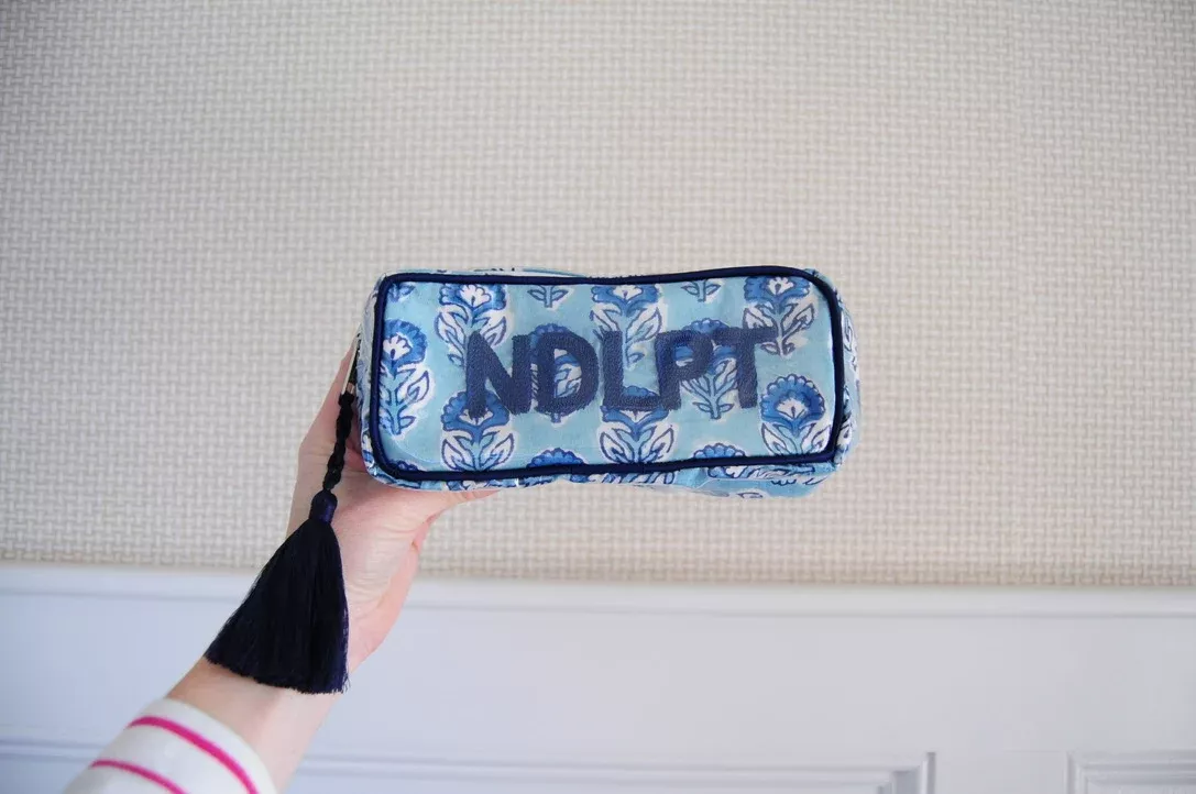 BETH LADD MINI BLOCK PRINT PROJECT BAG (AQUAMARINE)