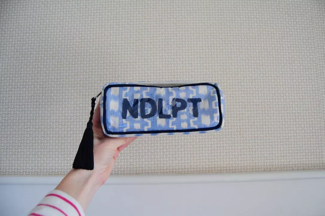 BETH LADD MINI BLOCK PRINT PROJECT BAG (BLUE IKAT)