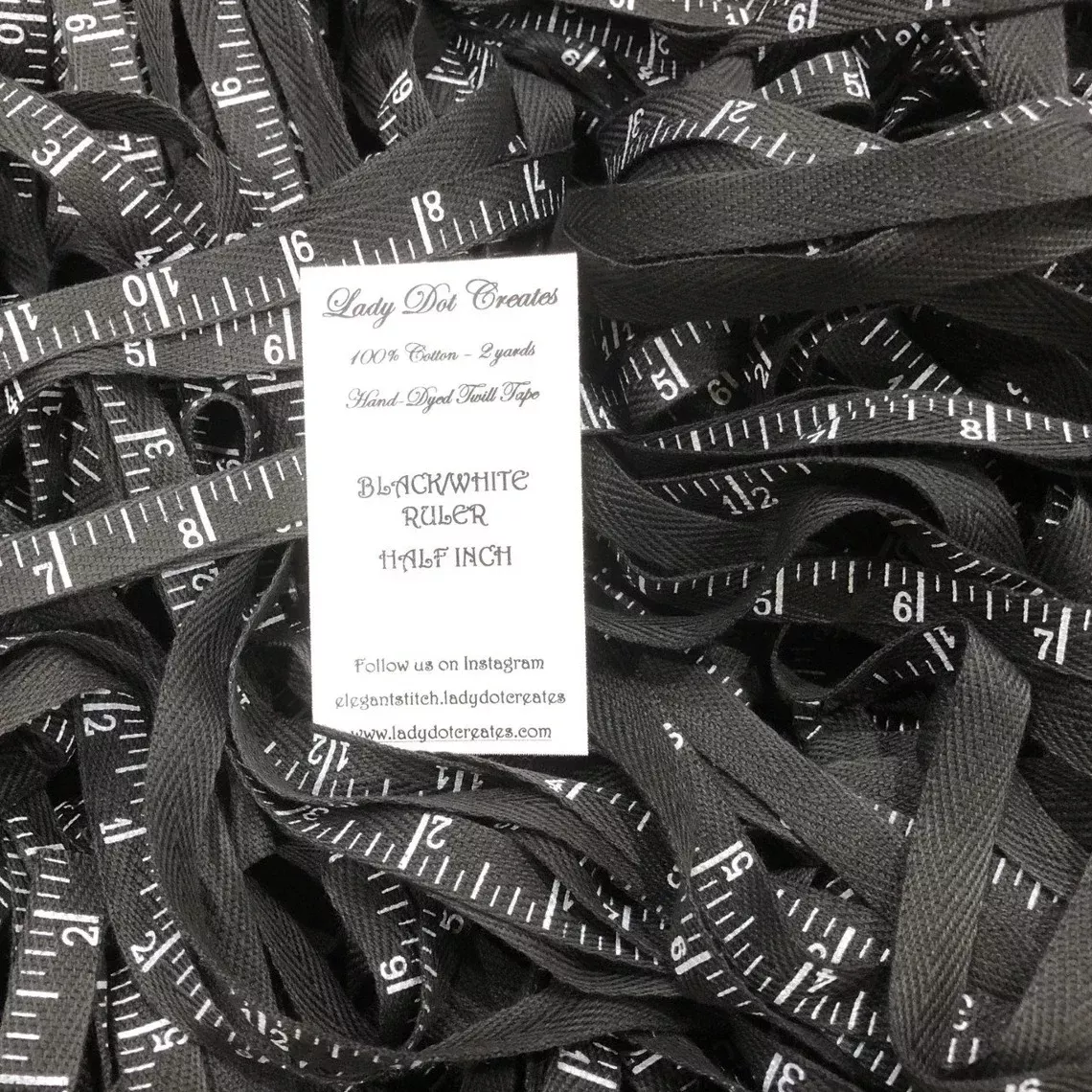 Black/White Ruler Half Inch Twill Tape