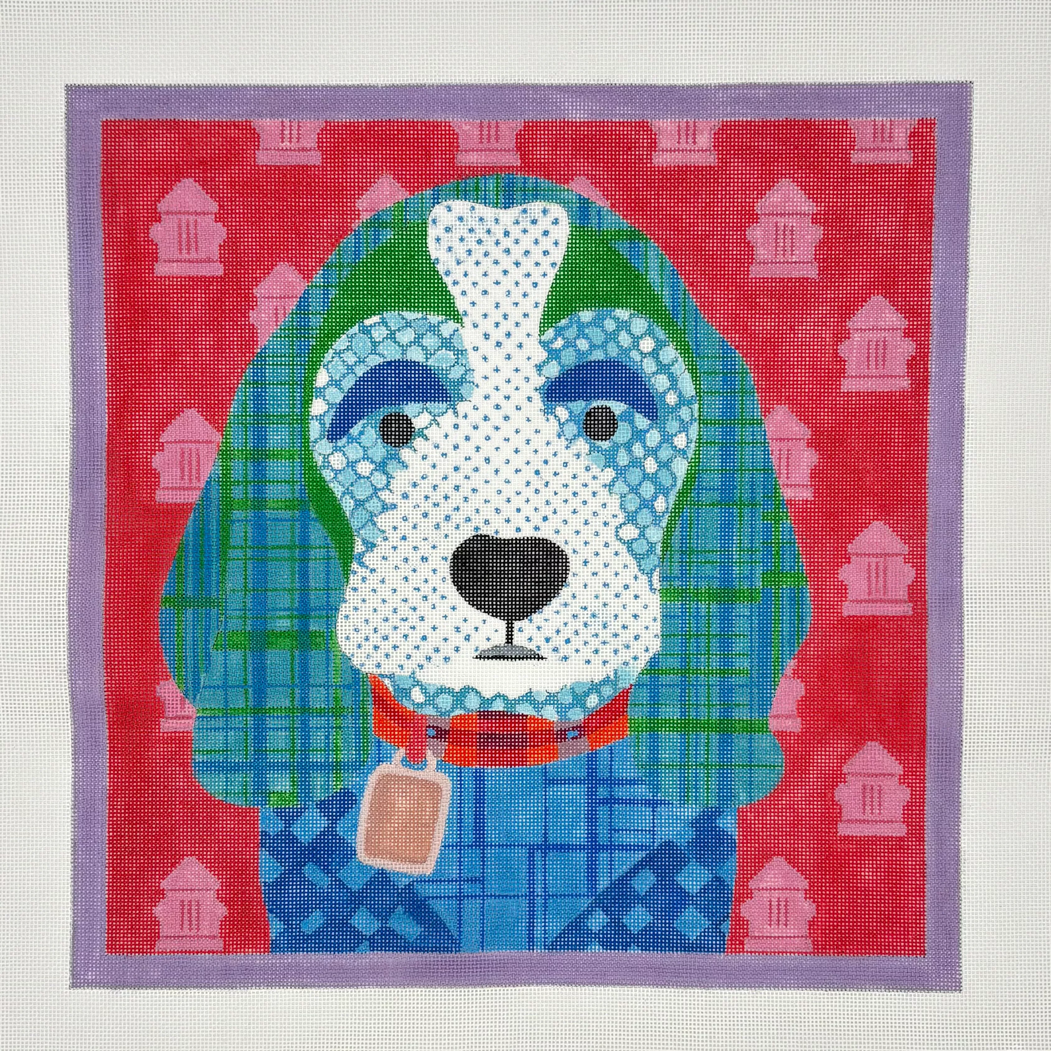 Blue Dog with red background