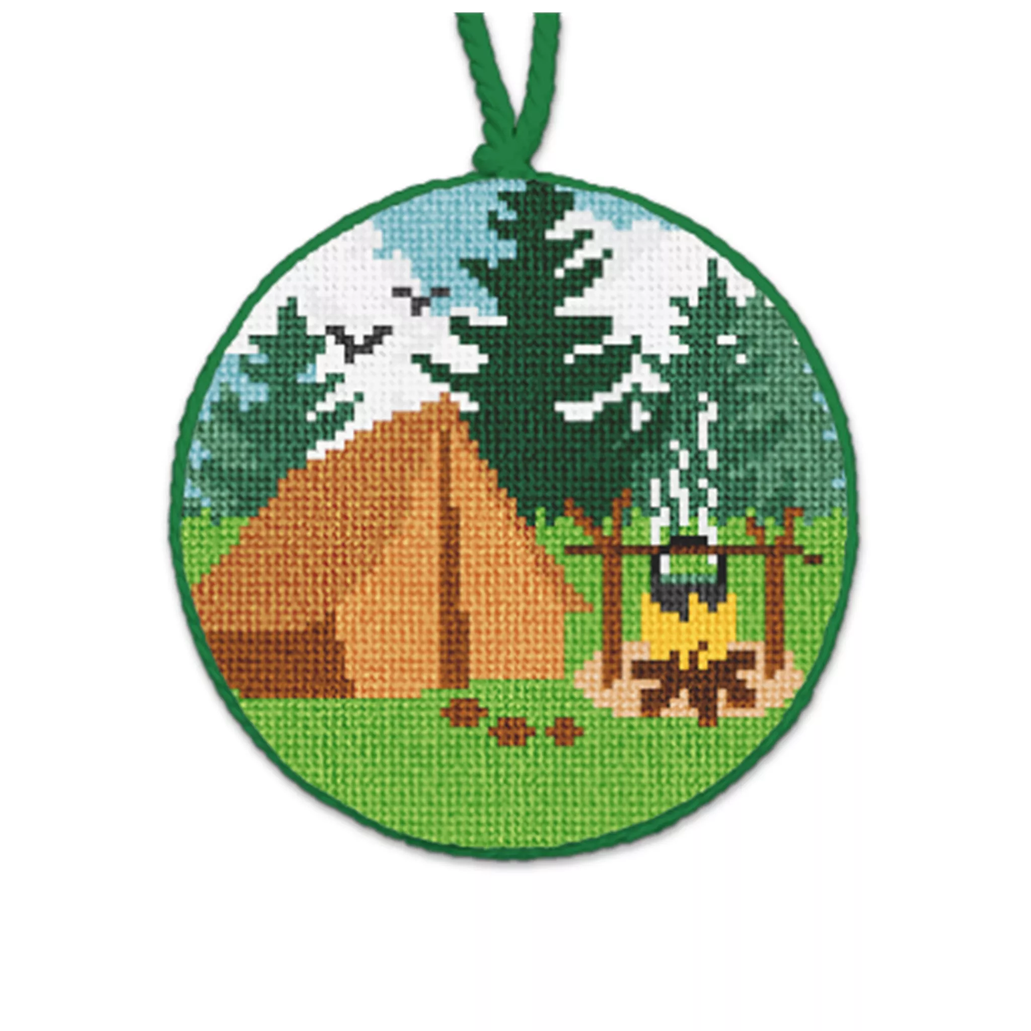 Camping Needlepoint Ornament