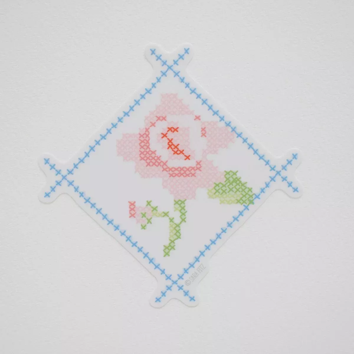 Cross Stitch Rose Sticker