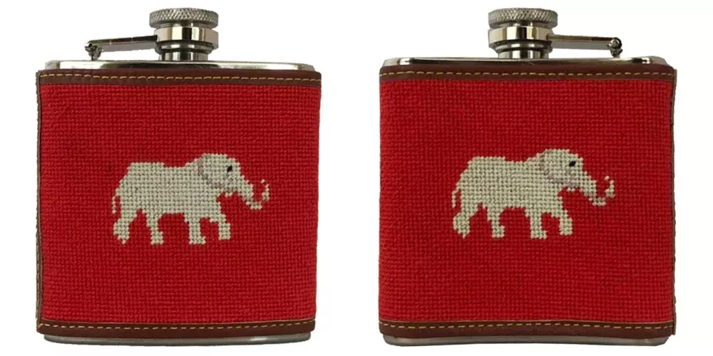 Elephant Needlepoint Flask