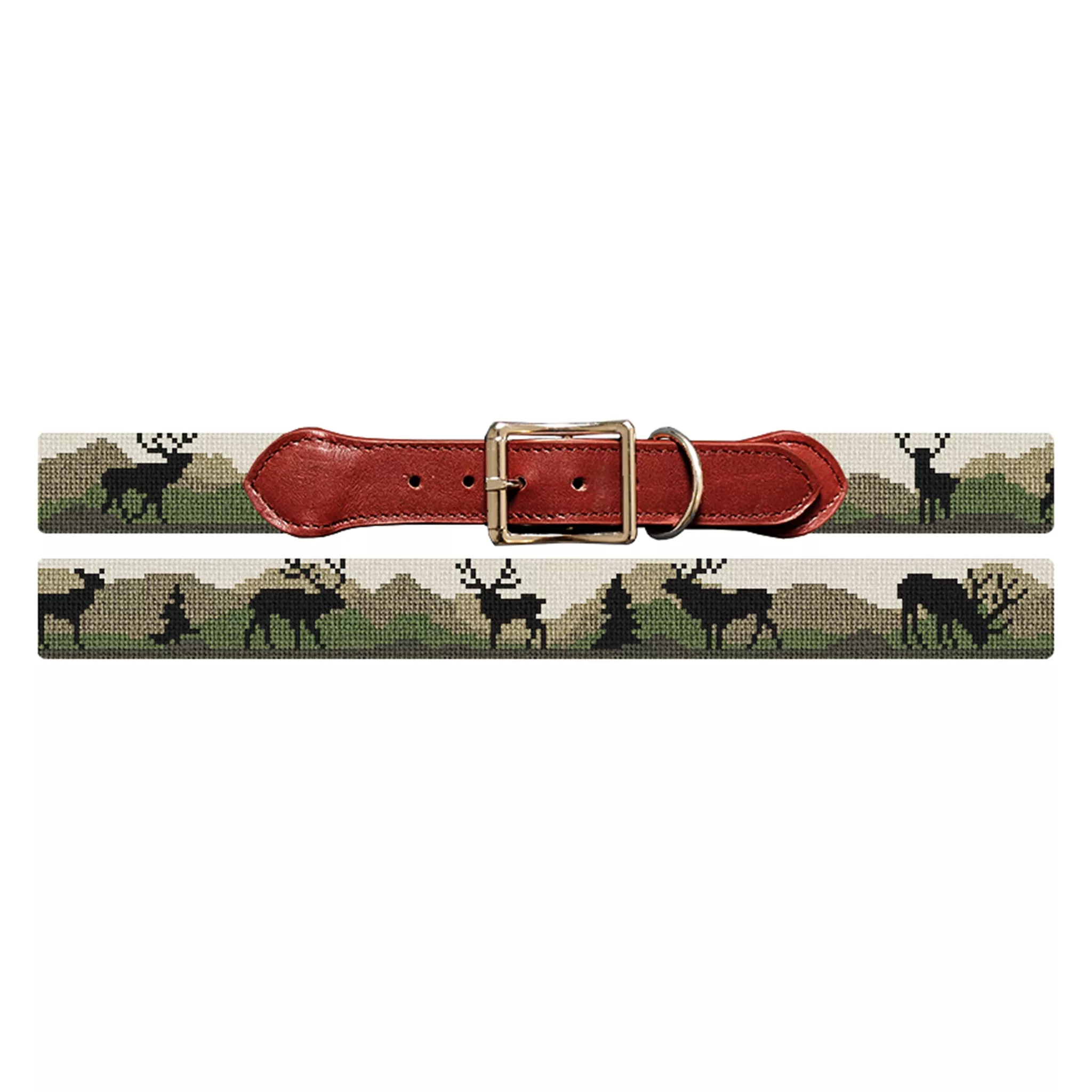 Elk Camo Needlepoint Dog Collar