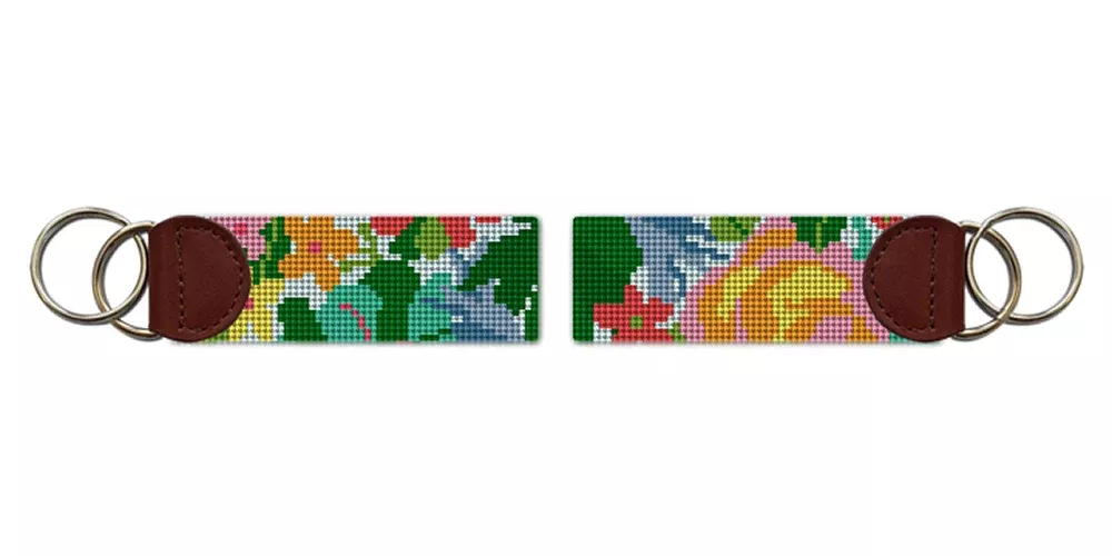 Fancy Floral Needlepoint Key Fob