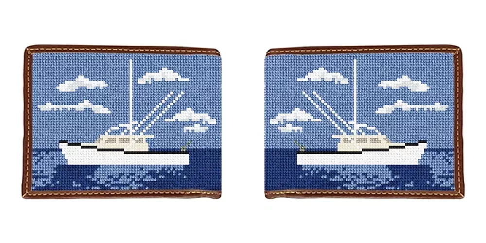 Fishing Trawler Needlepoint Wallet