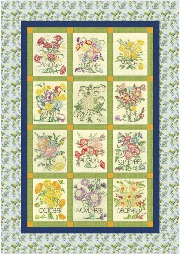 Flower of the Month Embroidery Block of the Month Club