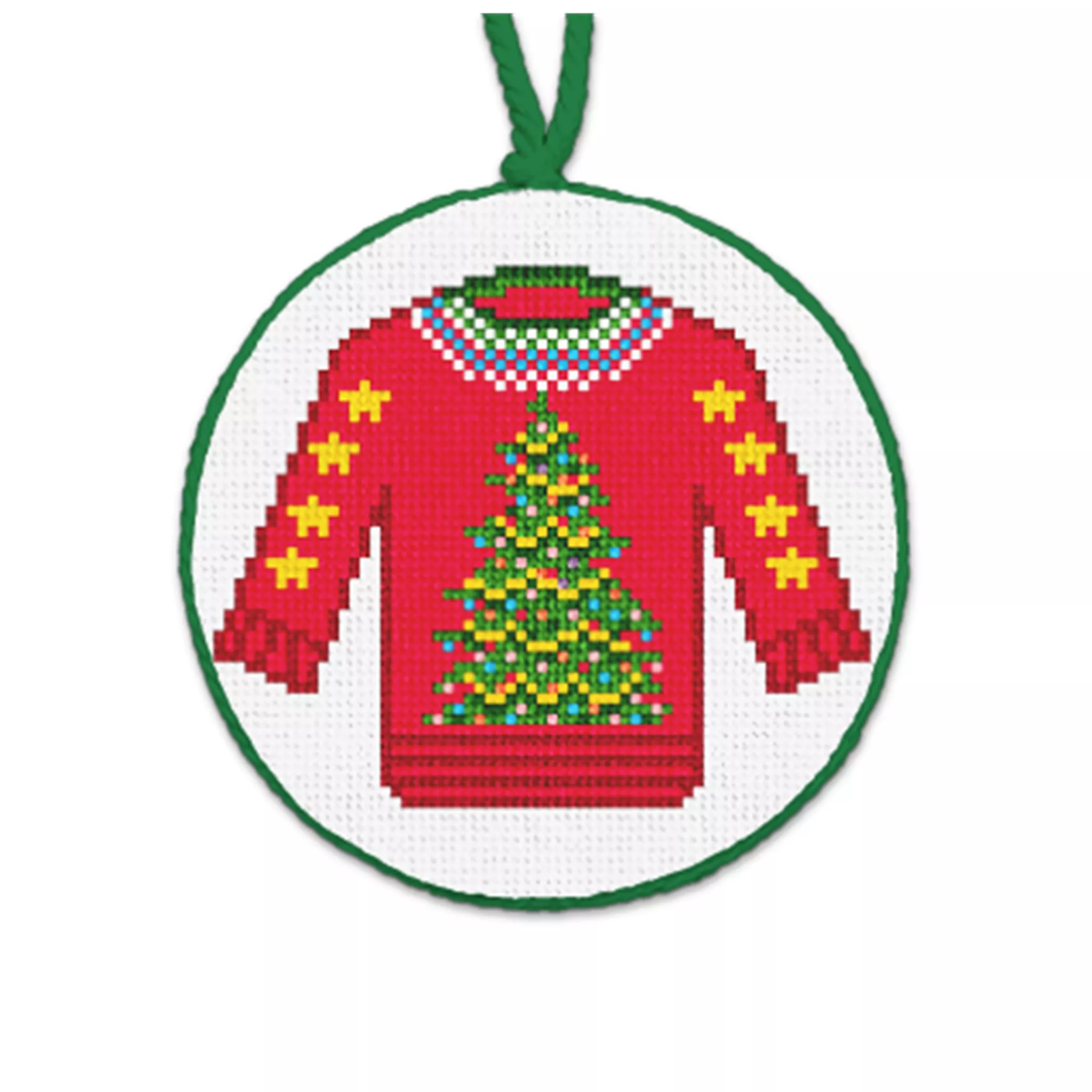 Holiday Tree Ugly Sweater Needlepoint Ornament