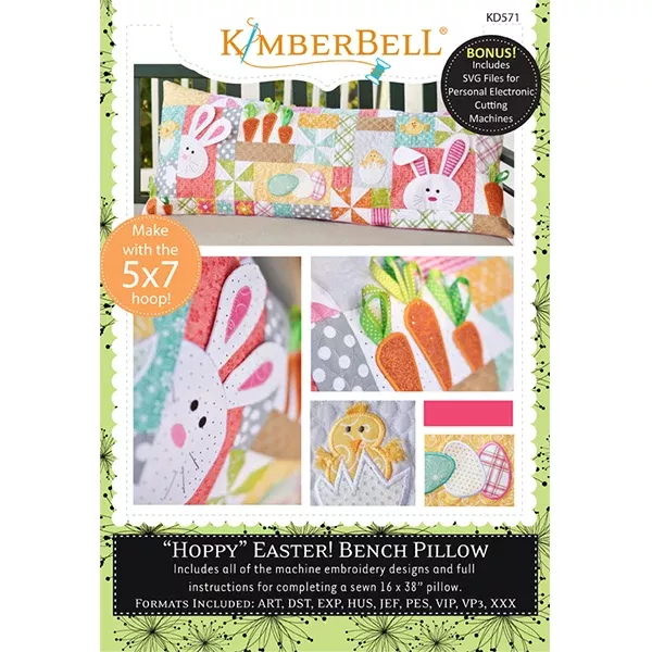 Hoppy Easter Bench Pillow, Machine Embroidery