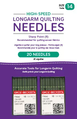 HQ High-Speed Longarm Needles – Two Packages of 10 (Crank 90/14 134MR-3.0)