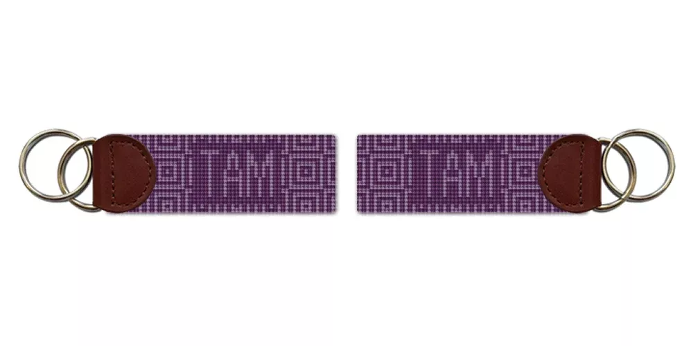 Jeweled Squares Needlepoint Key Fob