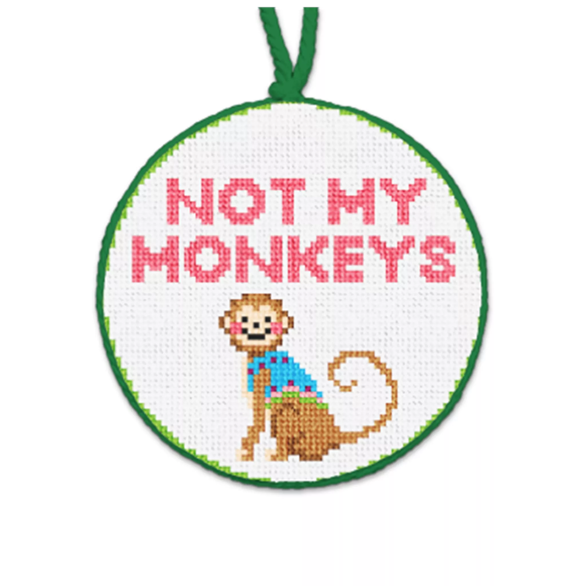 Monkey Shenanigans Needlepoint Ornament