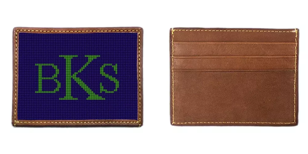 Monogram Needlepoint Card Wallet