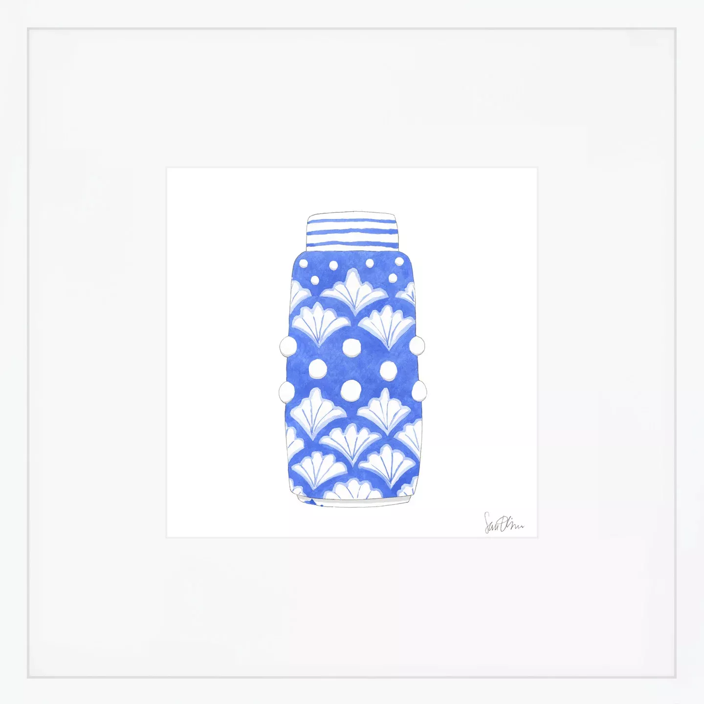Nautical Ginger Jar, Shell Art Print