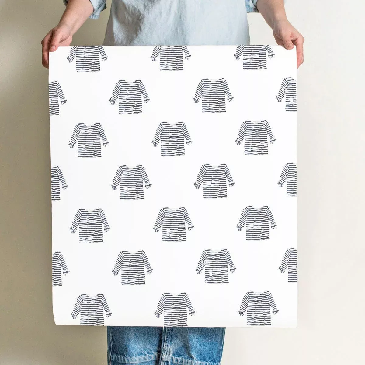 Navy + White Striped Shirt Wallpaper