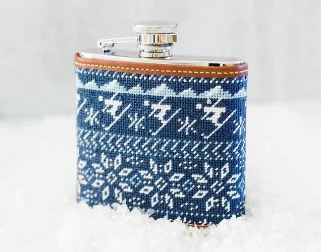 Nordic Ski Needlepoint Flask