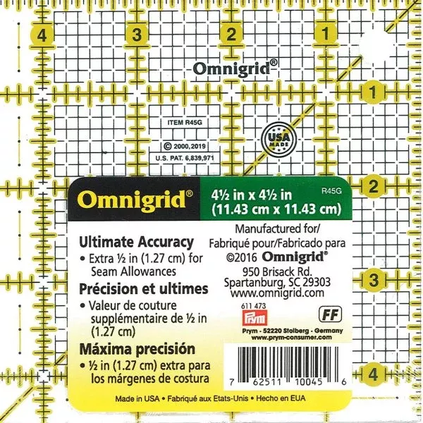 Omnigrip - 4.5" Inch Square Ruler
