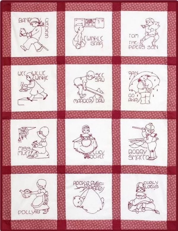 Rhyme Time Redwork Block of the MonthClub