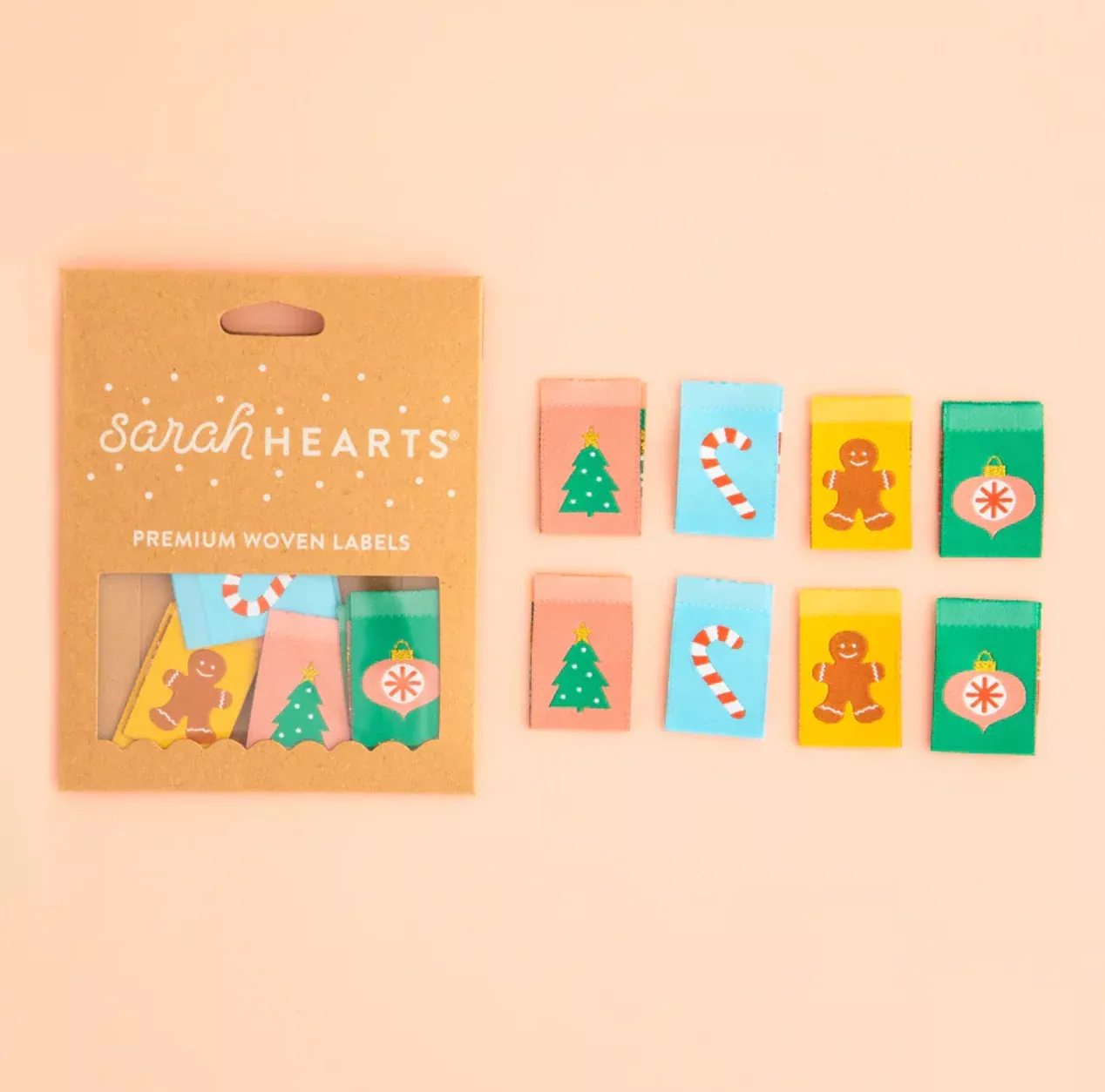 Sarah Hearts Premium Woven Labels : Christmas Holiday Multipack