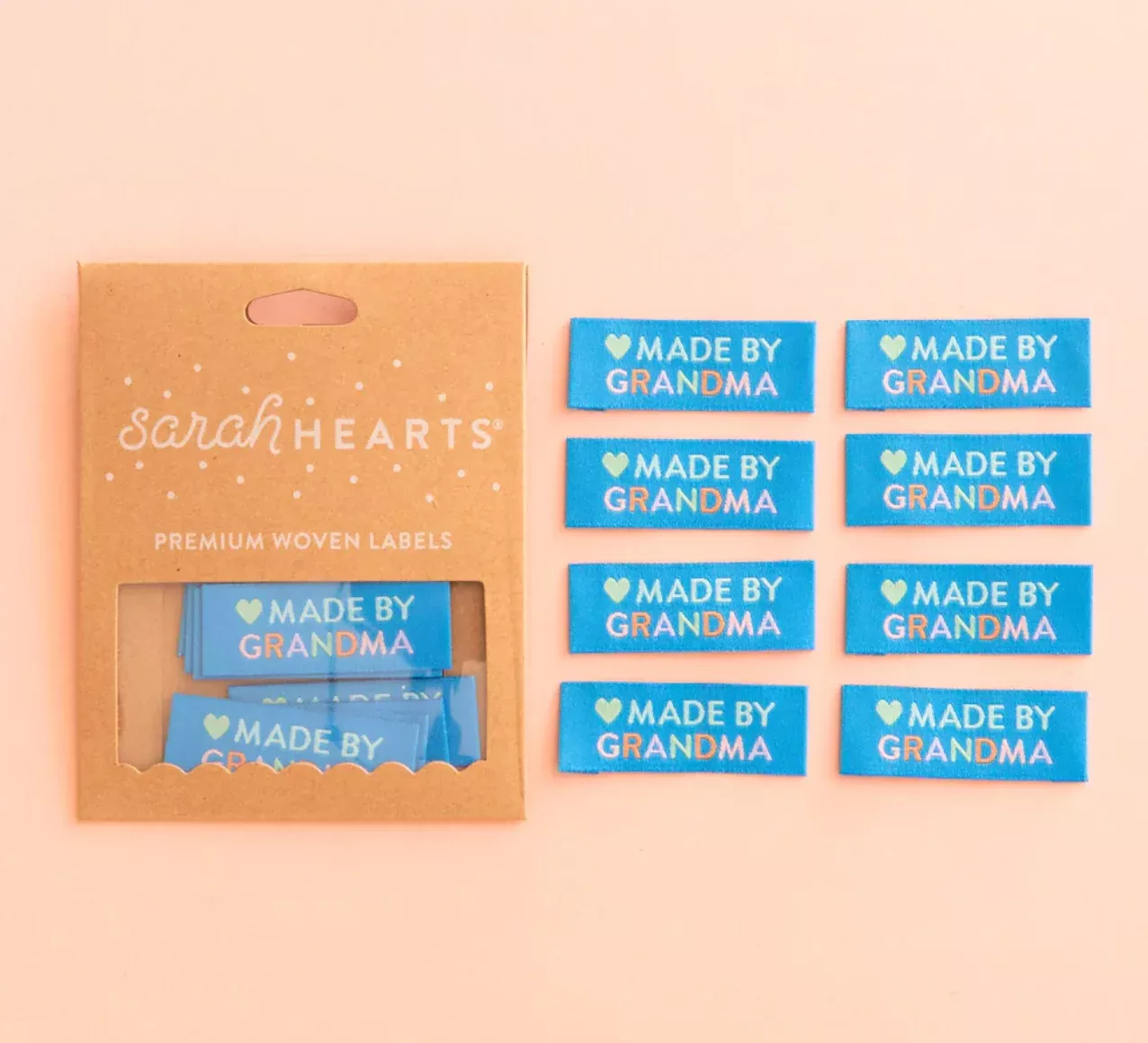 Sarah Hearts Premium Woven Labels : Made by Grandma
