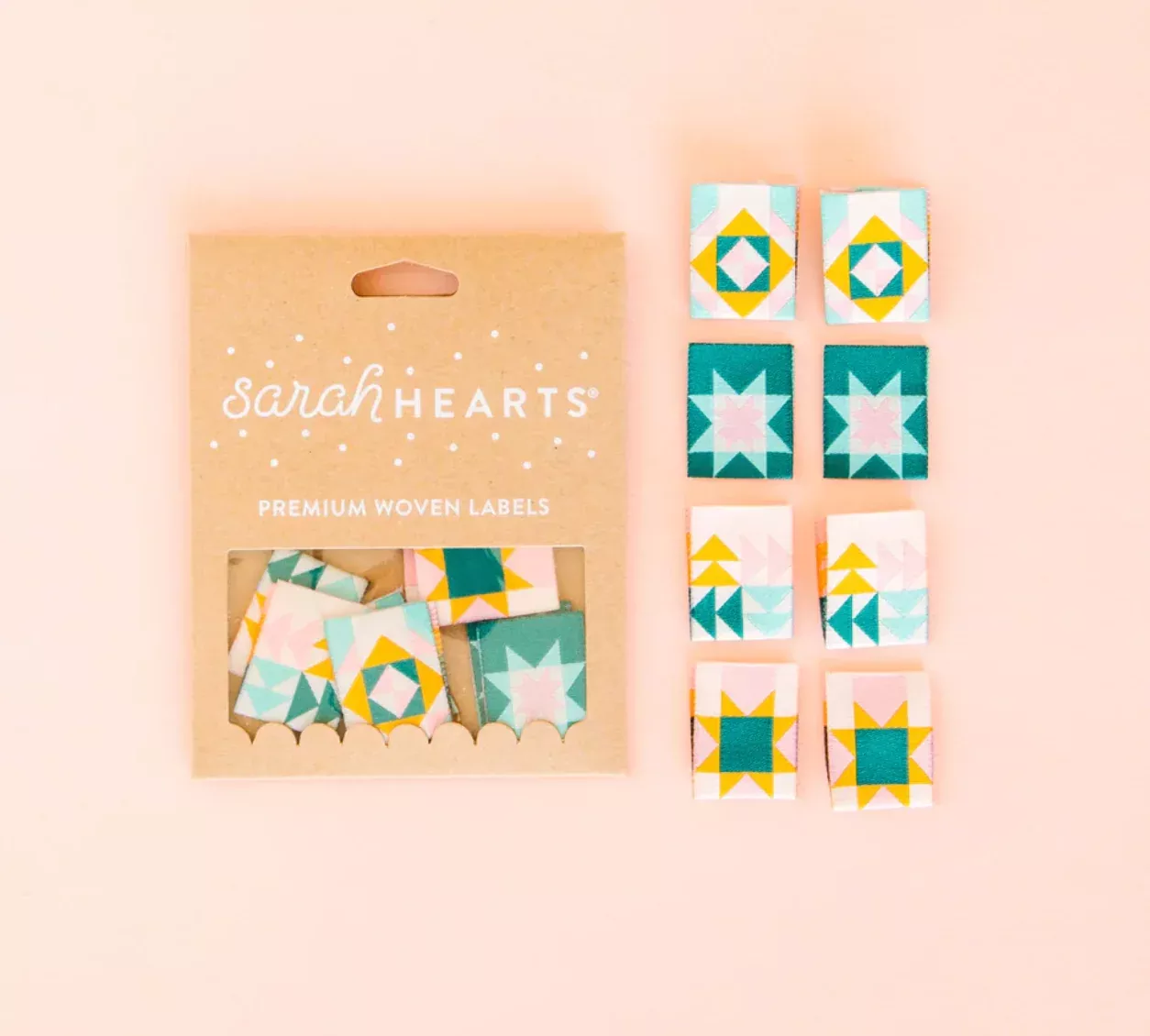 Sarah Hearts Premium Woven Labels : Quilt Block Multipack