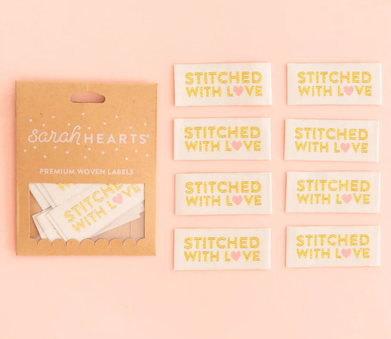 Sarah Hearts Premium Woven Labels : Stitched with Love
