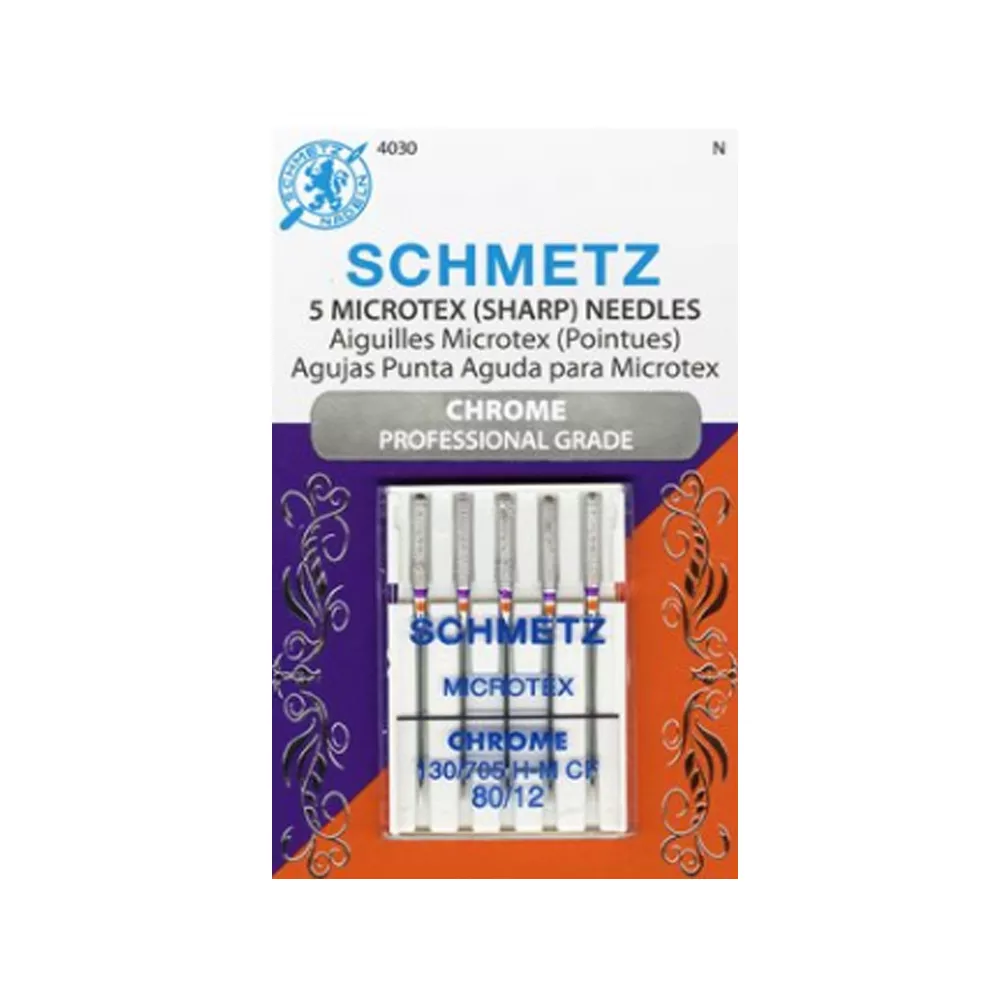 Schmetz Chrome Microtex (Sharp) Needles – Size 80/12