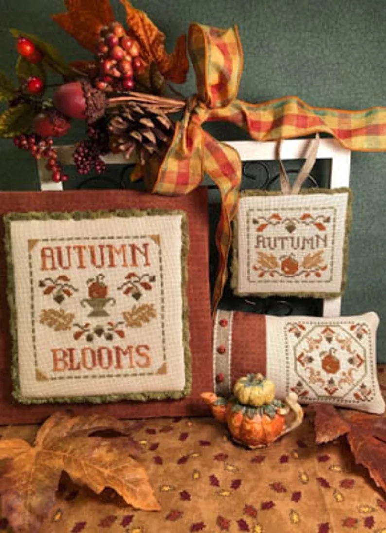 Scissor Tail Designs AUTUMN BLOOMS Cross Stitch Pattern – Autumn Cross Stitch