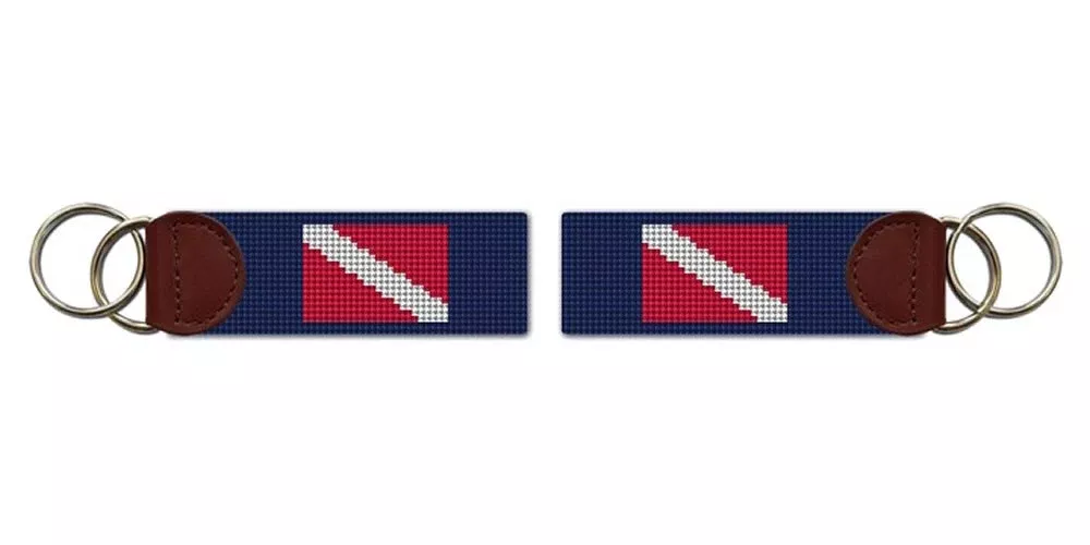 Scuba Diving Flag Needlepoint Key Fob
