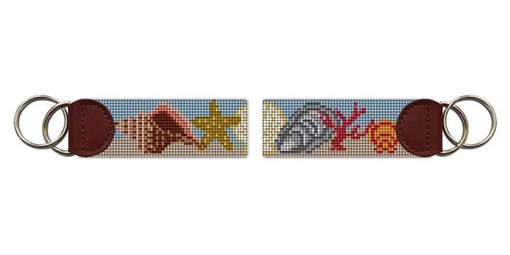 Seashell Needlepoint Key Fob