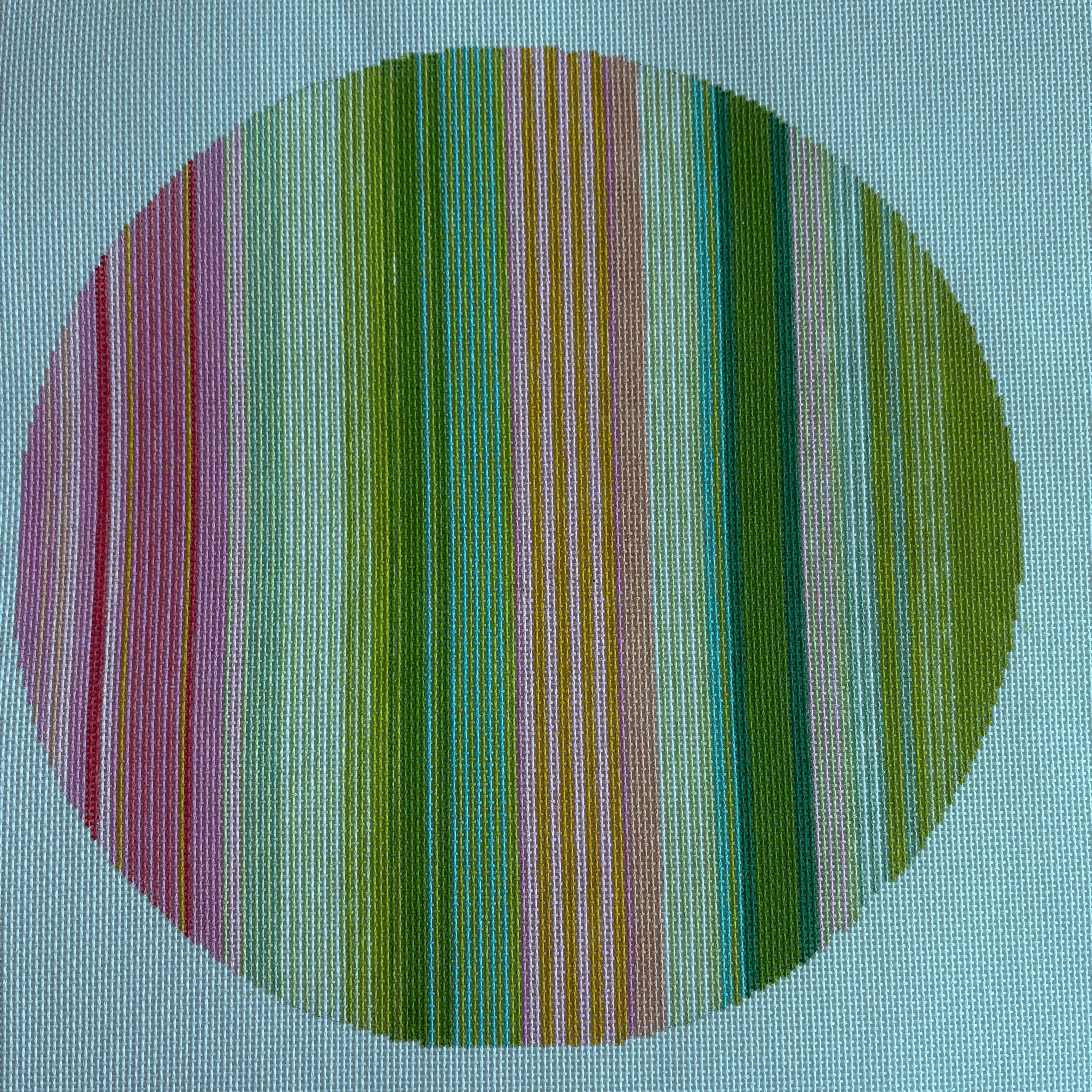 Striped Round Pillow - Pink/Green