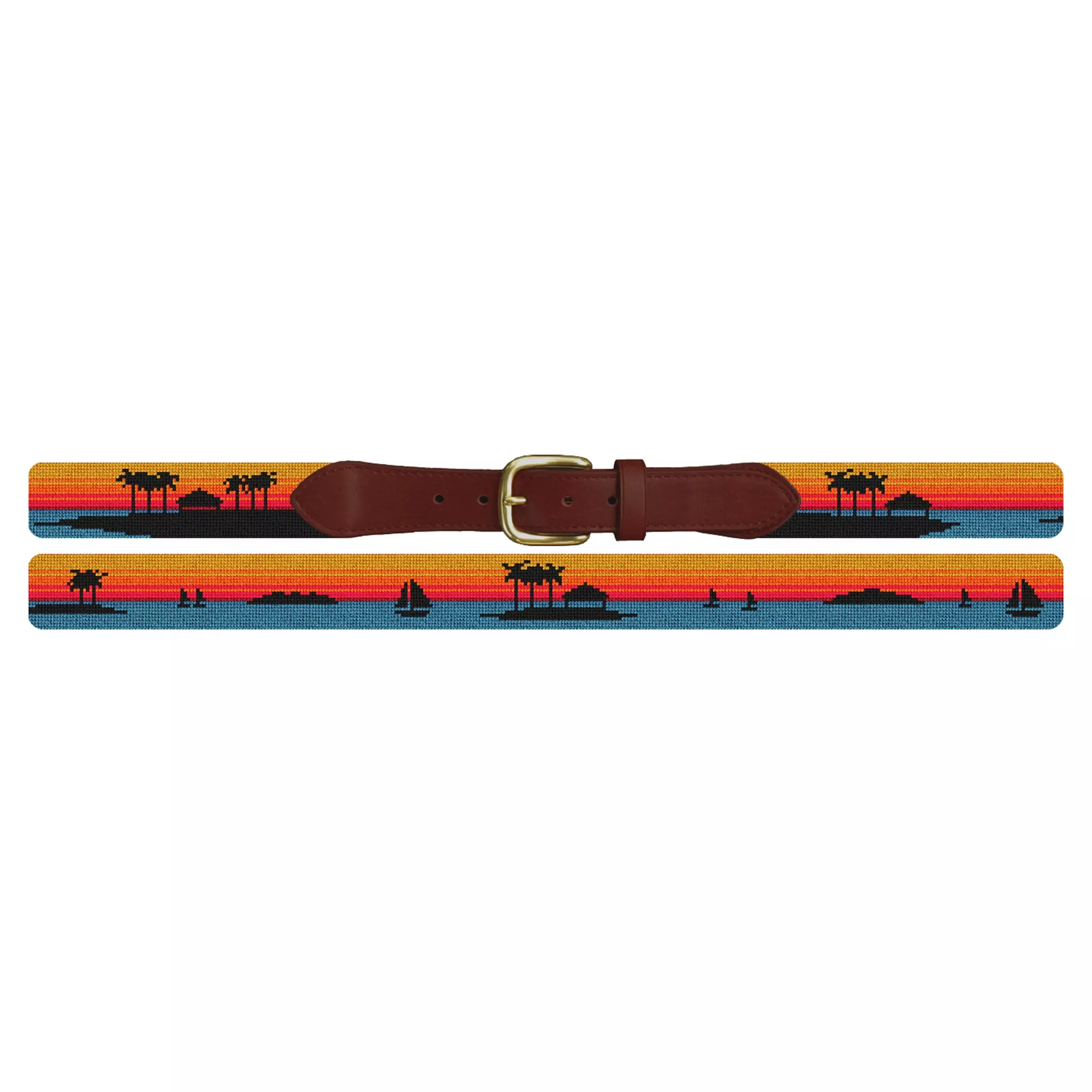 Sunset Sailing Needlepoint Belt