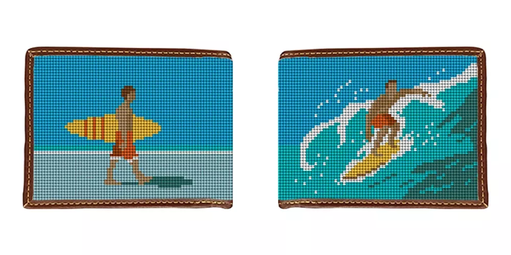 Surfing Needlepoint Wallet