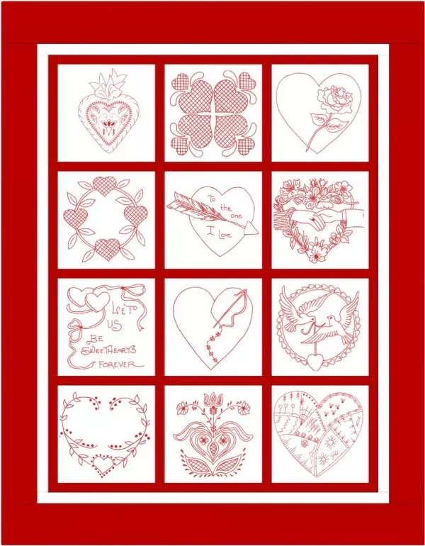 Sweethearts Redwork Block of the Month Club