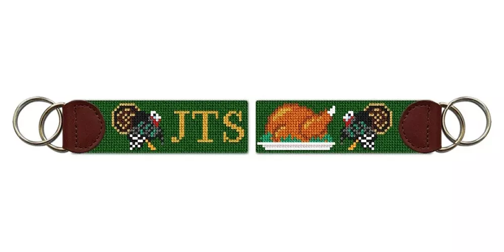 Thanksgiving Turkey Needlepoint Key Fob