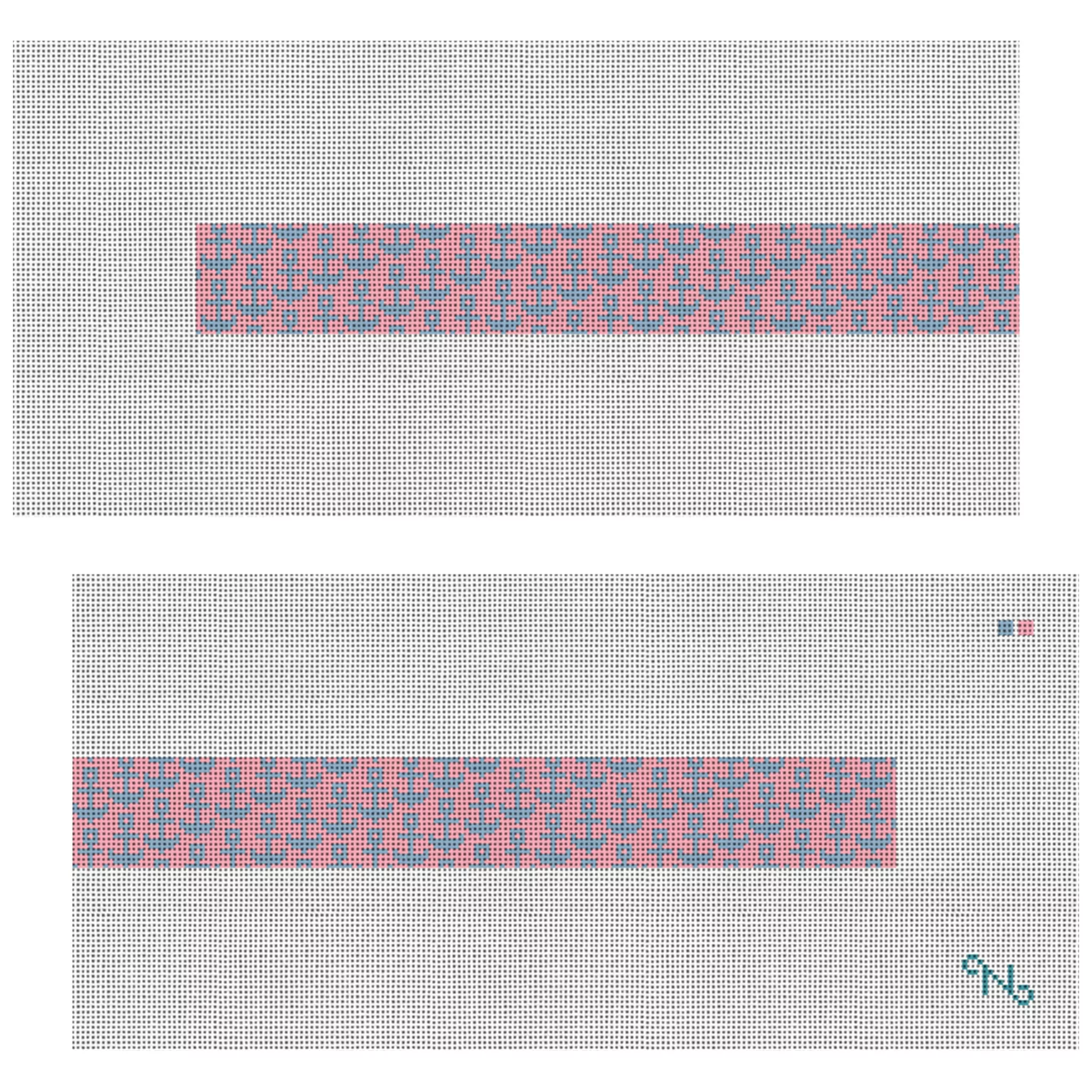 Tiny Anchors Pink Needlepoint Dog Collar Kit