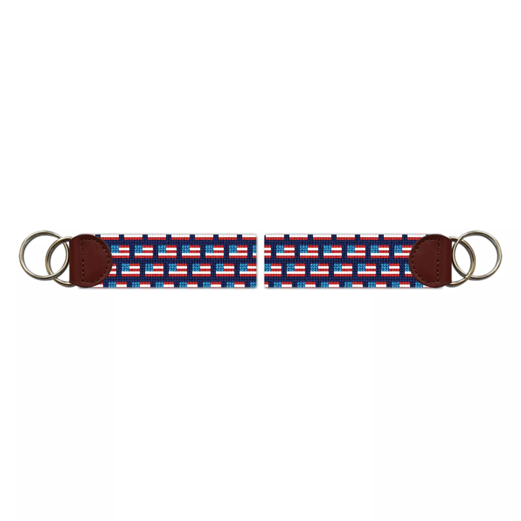 Tiny USA Flags Needlepoint Key Fob