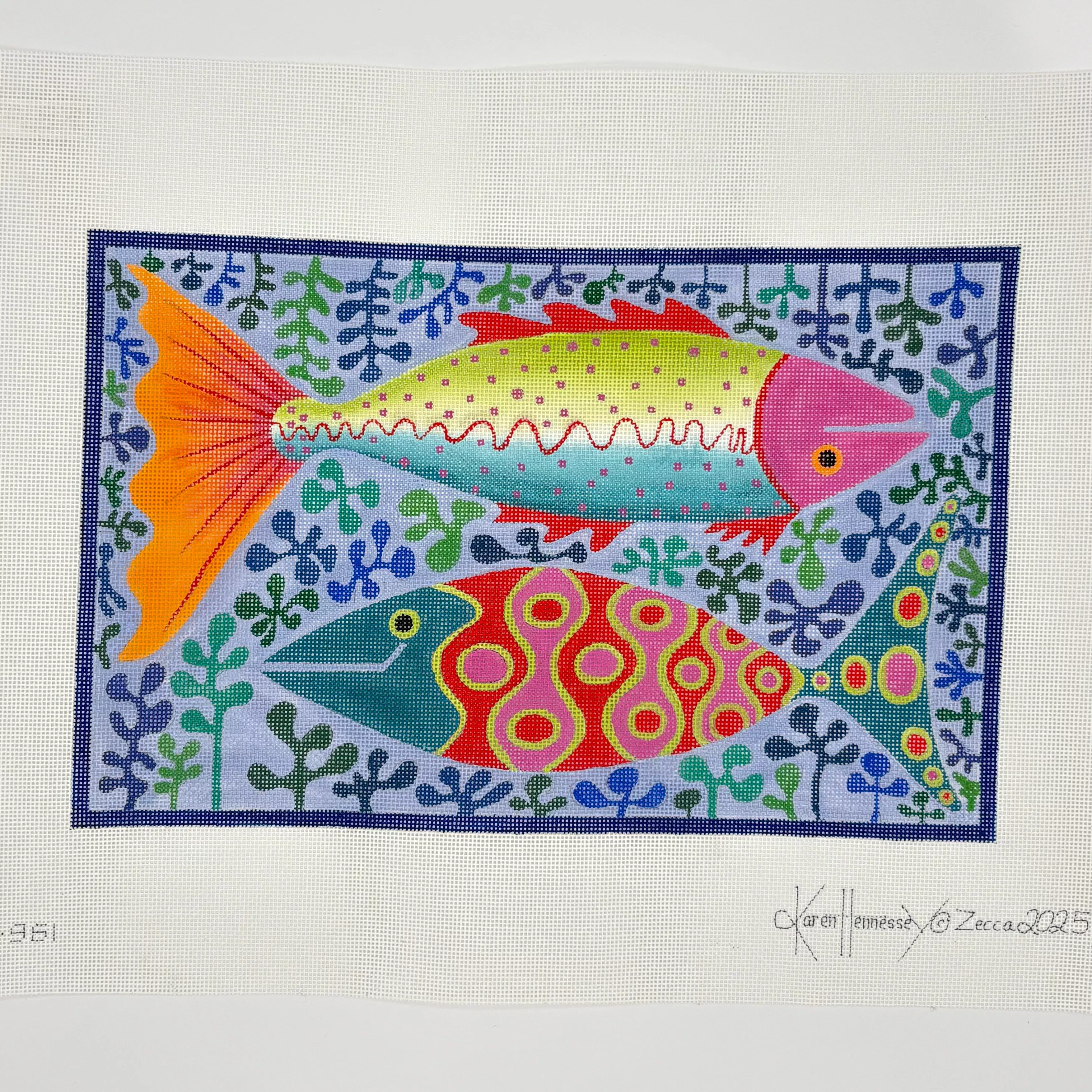 Two Fish Swimming in Seaweed
