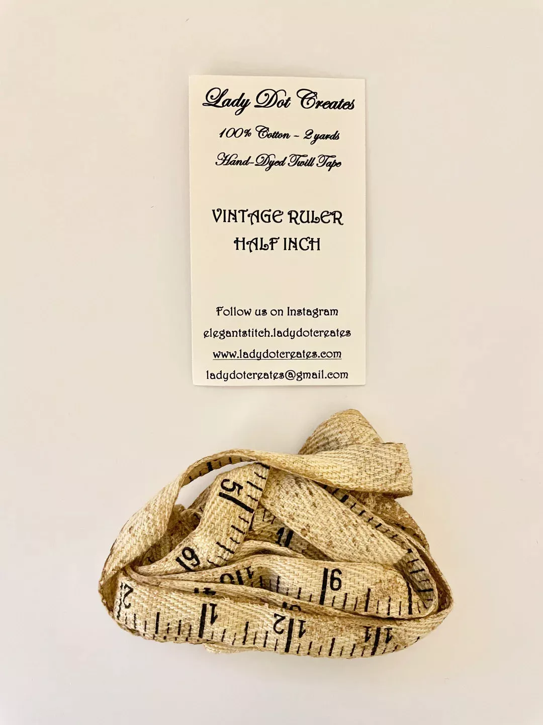 Vintage Ruler Half Inch Twill Tape