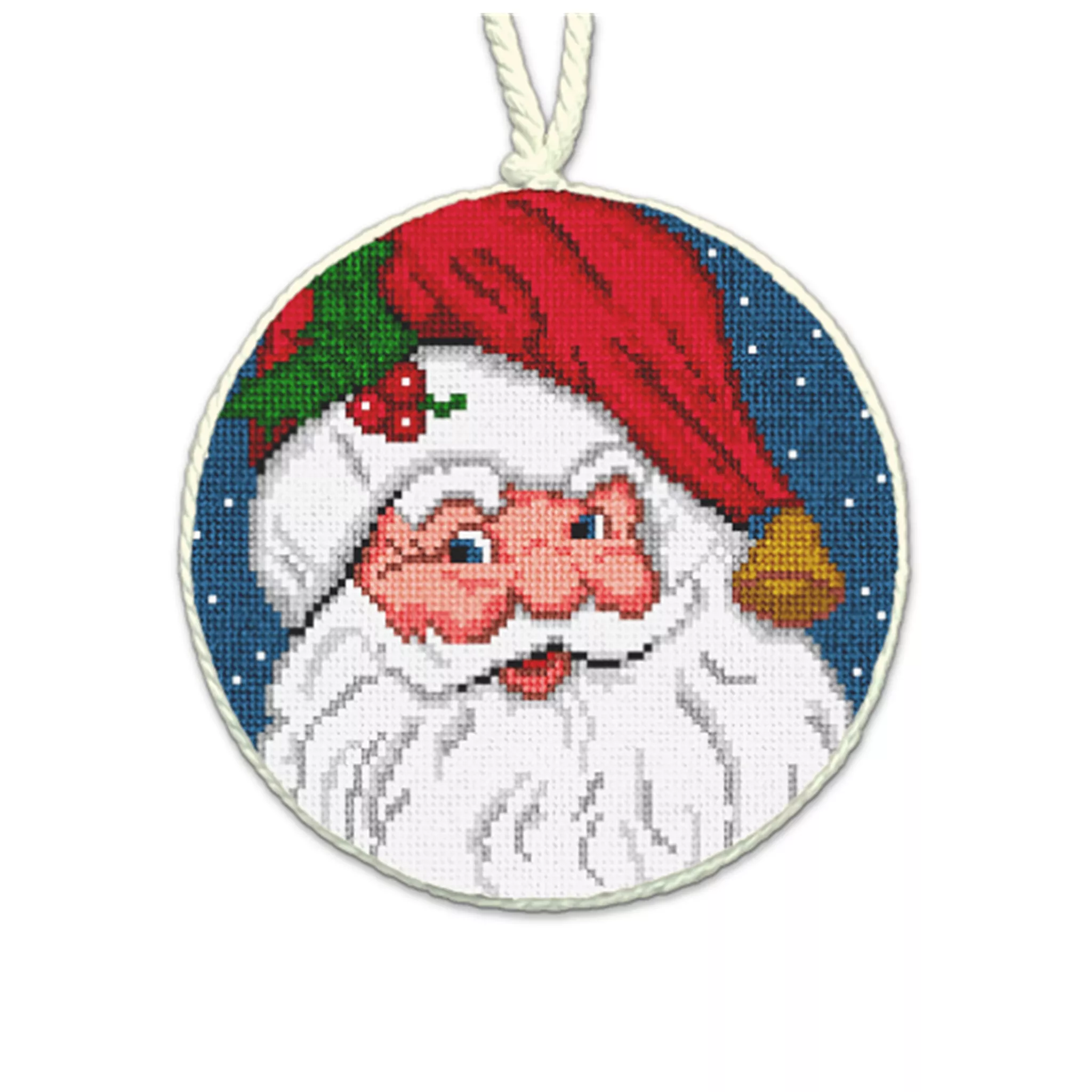 Vintage Santa Needlepoint Ornament