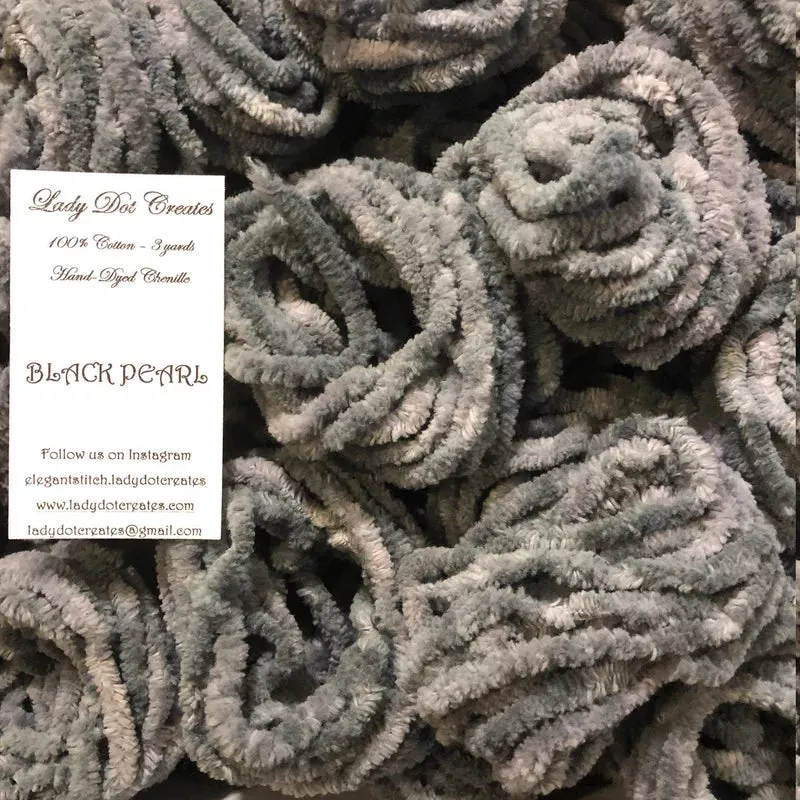 Vintage Trim Chenille 3 yards Black Pearl