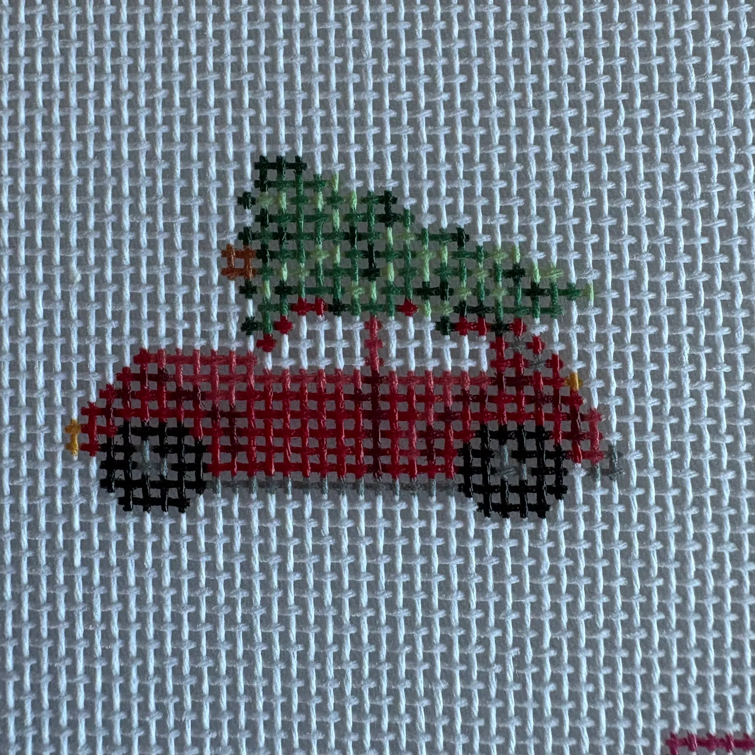 VW Bug - Red with Christmas Tree