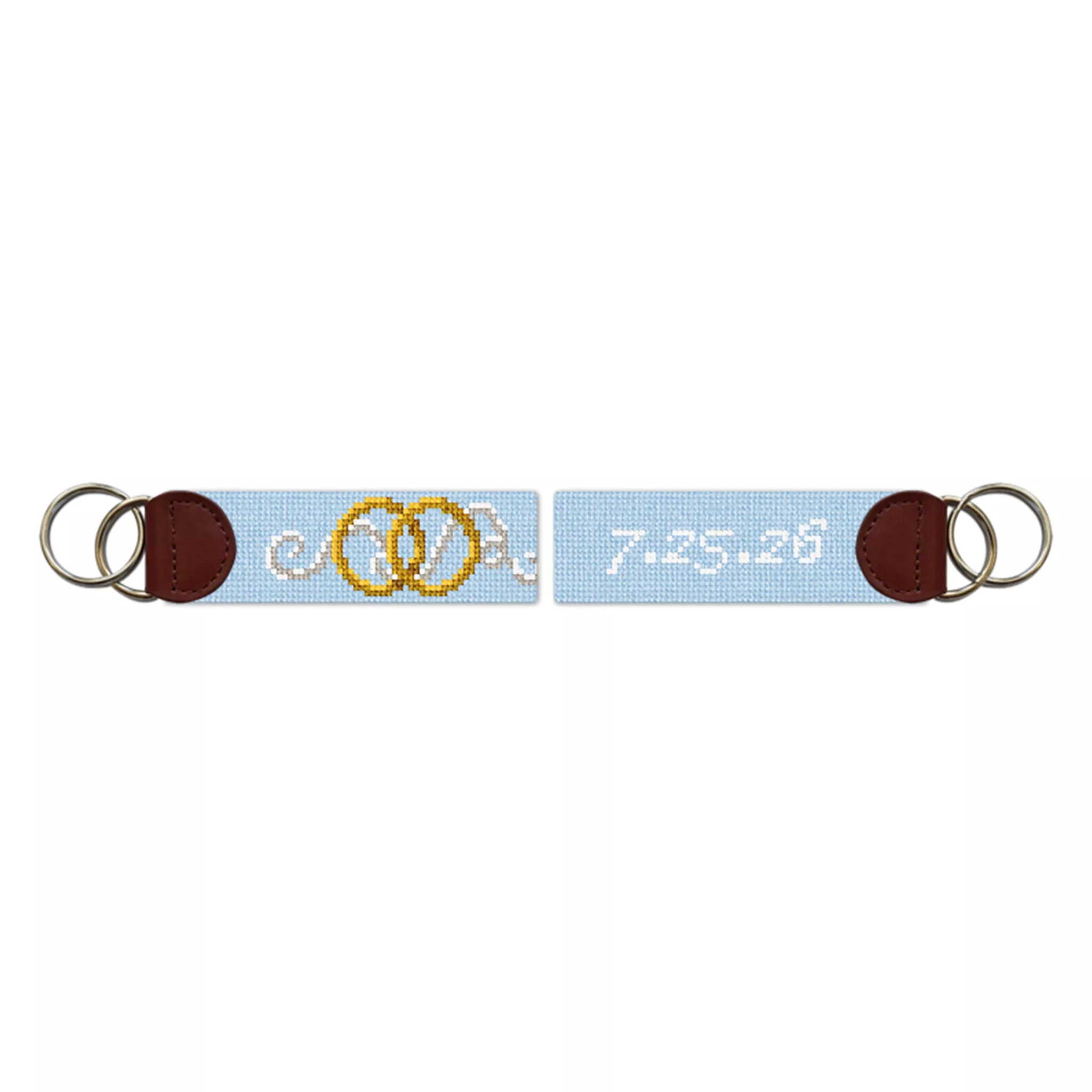 Wedding Rings Needlepoint Key Fob