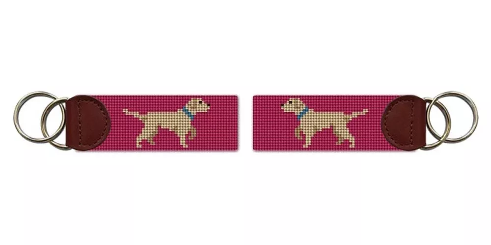 White Lab Needlepoint Key Fob